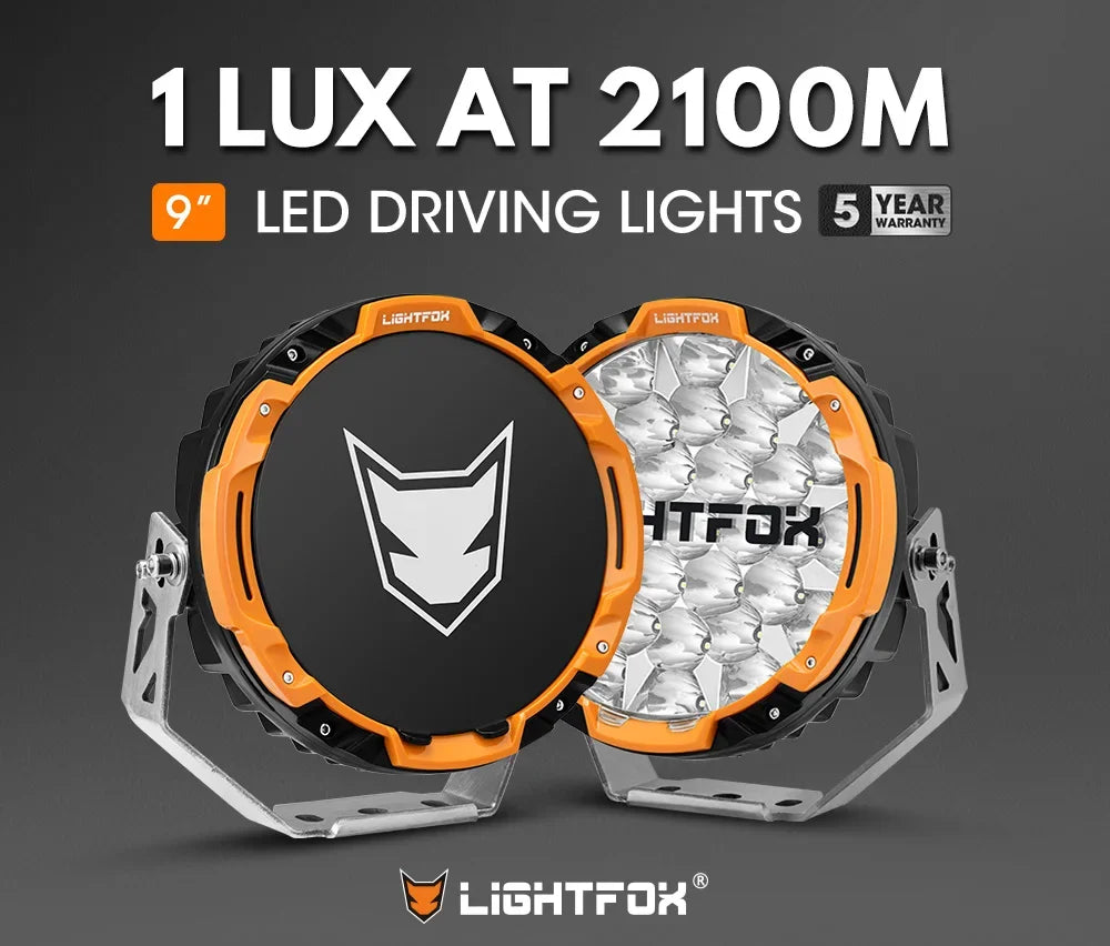 LIGHTFOX 9 inch LED Round Black Spotlight DRL