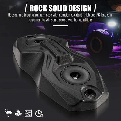 LIGHTFOX RGBW LED Rock Lights - 8 Pack