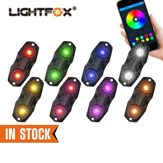 LIGHTFOX RGBW LED Rock Lights - 8 Pack